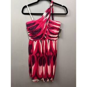 Boston Proper Muse Dress Womens 2 Colorful Silk One Shoulder Lined Fairy New‎